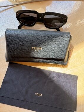 Celine Black Sunglasses with Black Case and Cloth